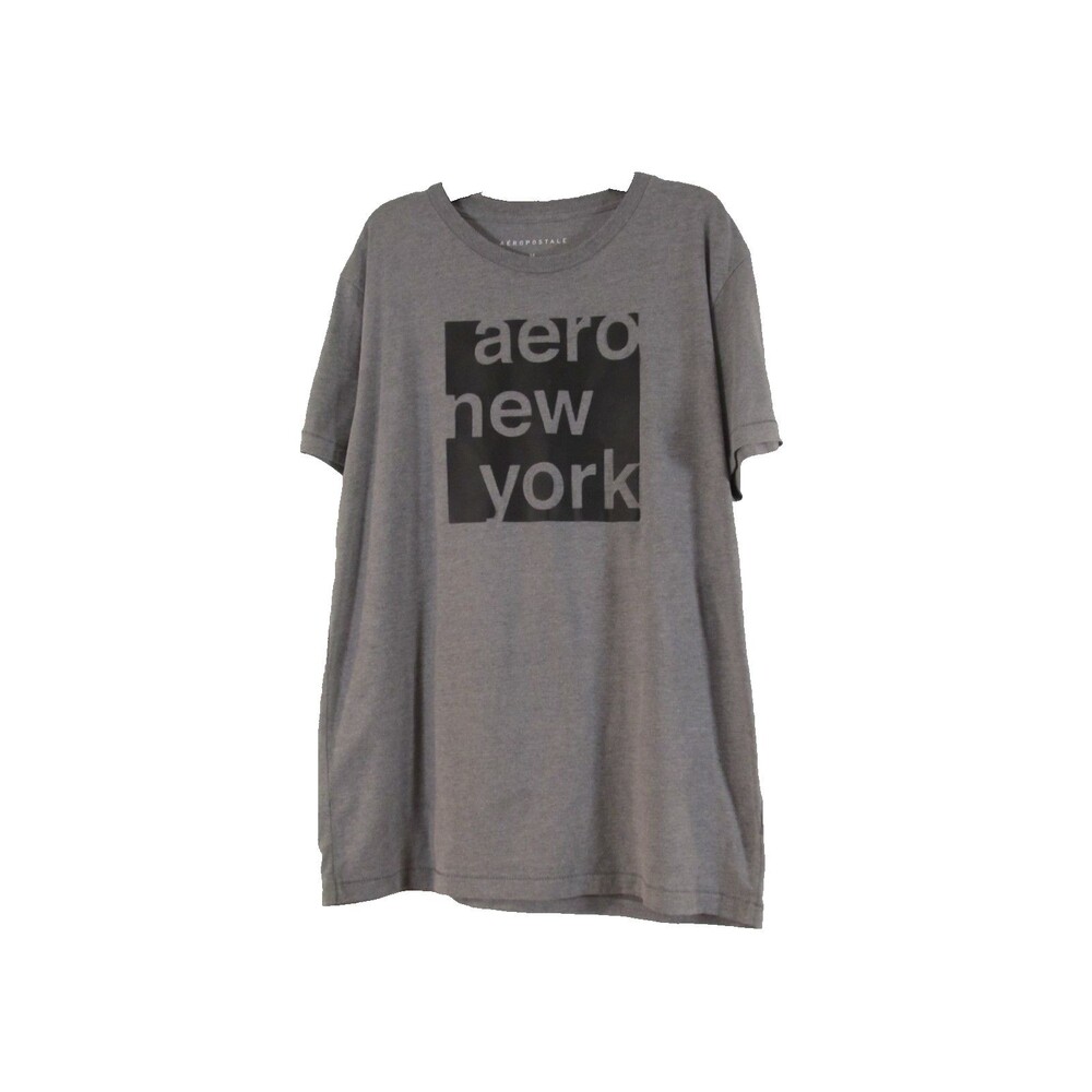 Aeropostale Men's Size Medium Gray Graphic T-Shirt Aero New York Box Logo Tee